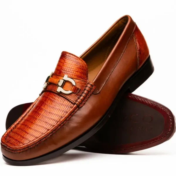 Hot Marco di Milano Enzo Lizard Bit Loafers Cognac