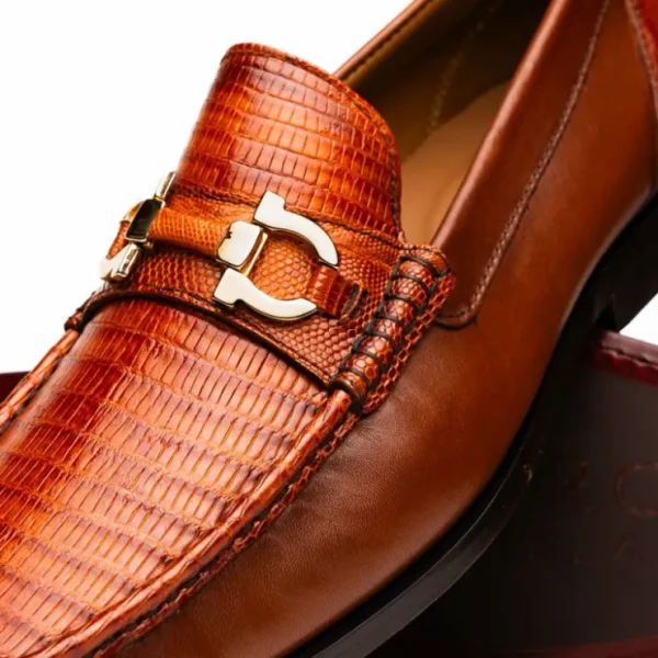 Hot Marco di Milano Enzo Lizard Bit Loafers Cognac