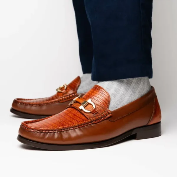 Hot Marco di Milano Enzo Lizard Bit Loafers Cognac