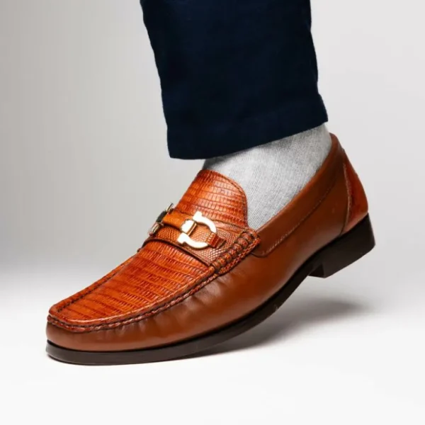 Hot Marco di Milano Enzo Lizard Bit Loafers Cognac