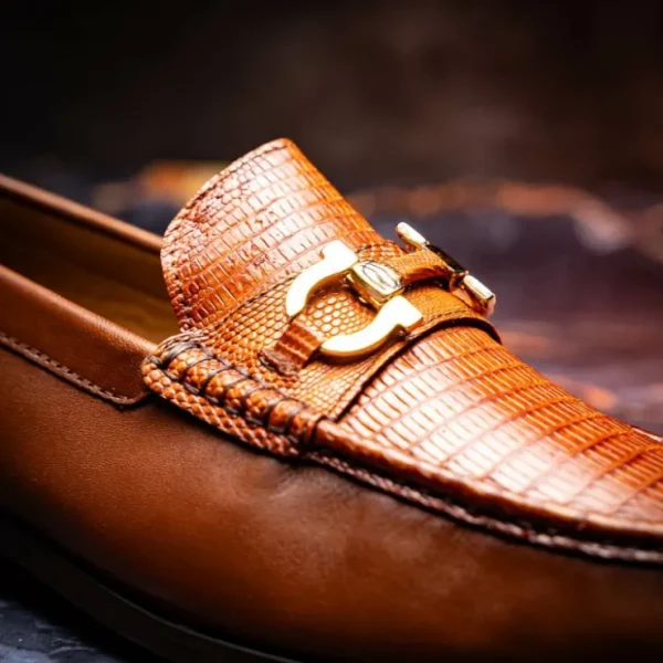 Hot Marco di Milano Enzo Lizard Bit Loafers Cognac