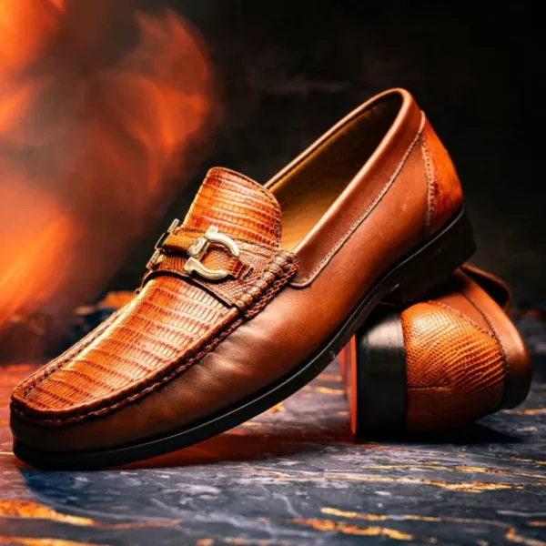 Hot Marco di Milano Enzo Lizard Bit Loafers Cognac