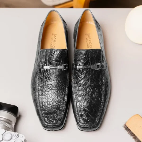 marco_di_milano_fabro_cai_9-2.webp New Marco di Milano Fabro Caiman Crocodile Bit Loafers Grey