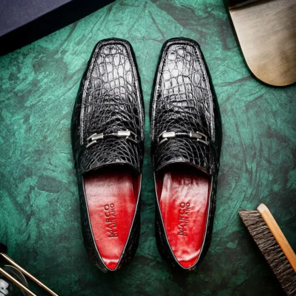 marco_di_milano_fabro_cai_9.webp Online Marco di Milano Fabro Caiman Crocodile Bit Loafers Black