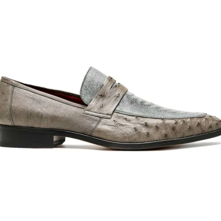 Outlet Marco di Milano Fangio Ostrich Penny Loafer Serpentine Grey