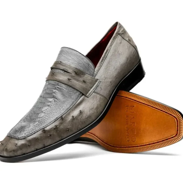 Outlet Marco di Milano Fangio Ostrich Penny Loafer Serpentine Grey