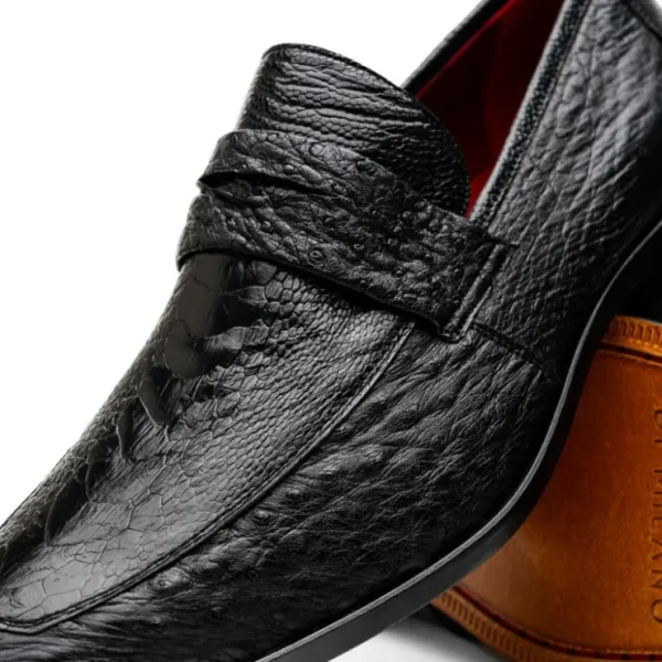 Store Marco di Milano Fangio Ostrich Penny Loafer Black