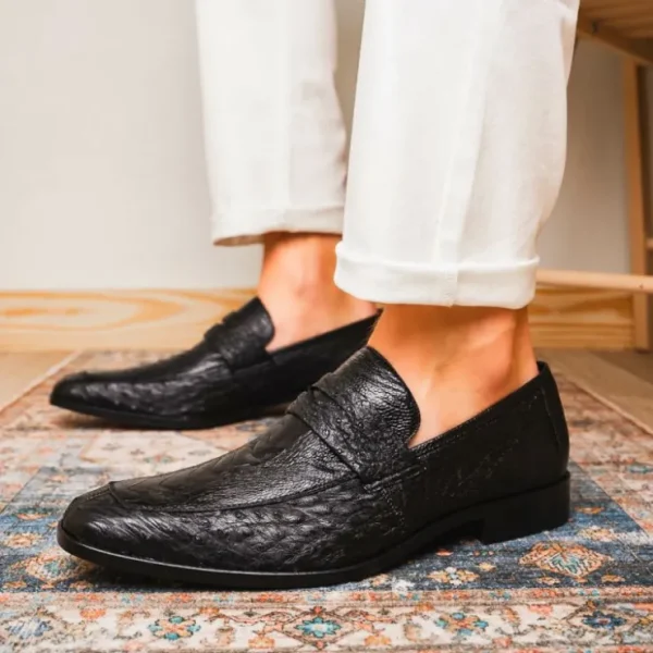 Store Marco di Milano Fangio Ostrich Penny Loafer Black