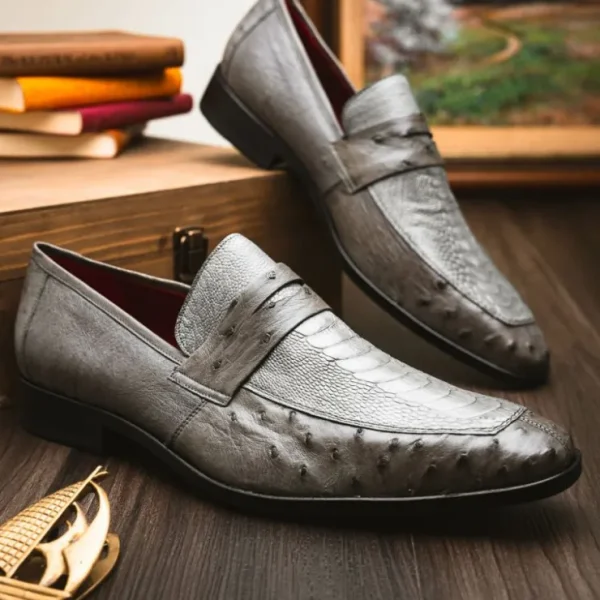 Outlet Marco di Milano Fangio Ostrich Penny Loafer Serpentine Grey