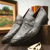 Outlet Marco di Milano Fangio Ostrich Penny Loafer Serpentine Grey