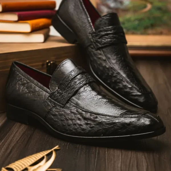 Store Marco di Milano Fangio Ostrich Penny Loafer Black