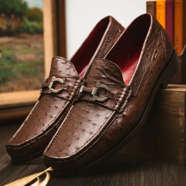 Hot Marco di Milano Ferrioni Ostrich Bit Loafer Brown