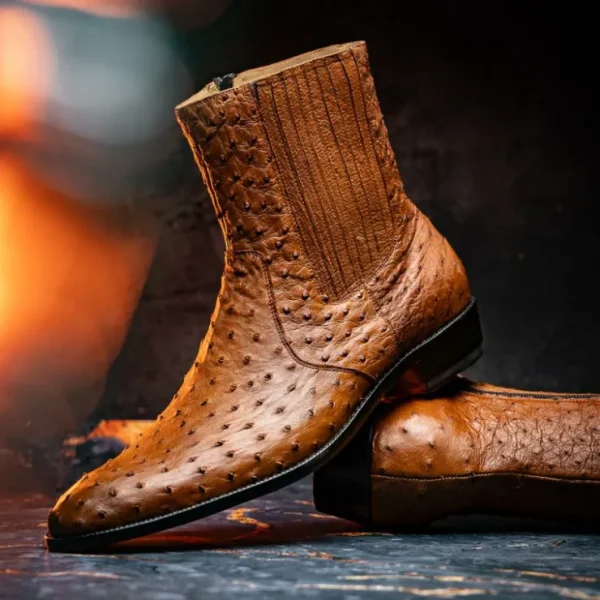 Sale Marco di Milano Giorgio Ostrich Quill Dress Boots Brandy