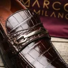 Fashion Marco di Milano Hugo Alligator Bit Loafers Brown