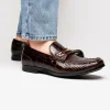 Fashion Marco di Milano Hugo Alligator Bit Loafers Brown