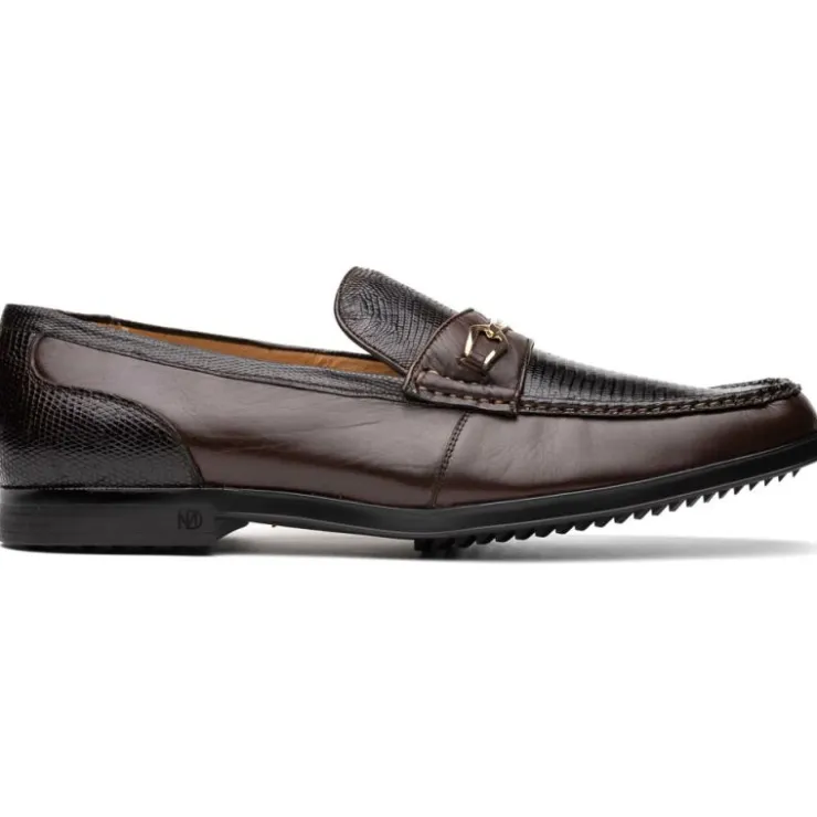 Online Marco di Milano Hugo Lizard & Calfskin Bit Loafers Brown