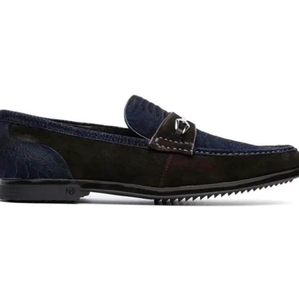 marco_di_milano_hugo_sued_0-3.webp Cheap Marco di Milano Hugo Sueded Ostrich Leg Bit Loafers Navy / Brown