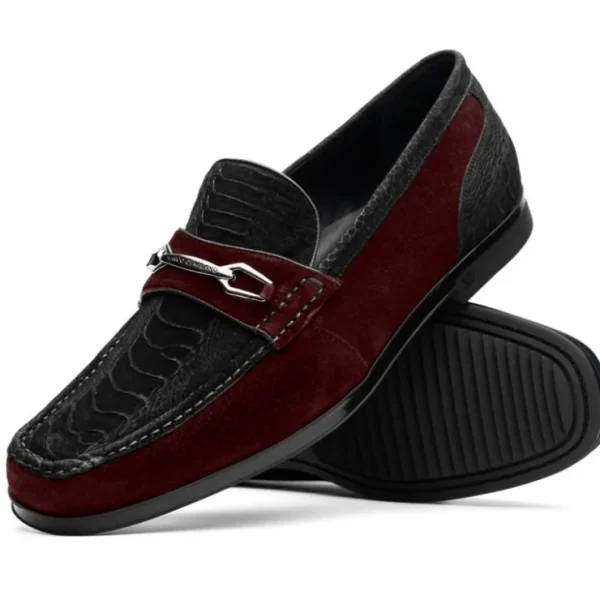 marco_di_milano_hugo_sued_1-4.webp Fashion Marco di Milano Hugo Sueded Ostrich Leg Bit Loafers Black / Wine