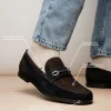 Store Marco di Milano Hugo Sueded Ostrich Leg Bit Loafers Brown / Navy