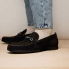 Store Marco di Milano Hugo Sueded Ostrich Leg Bit Loafers Brown / Navy