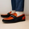 Cheap Marco di Milano Hugo Sueded Ostrich Leg Bit Loafers Orange / Blue