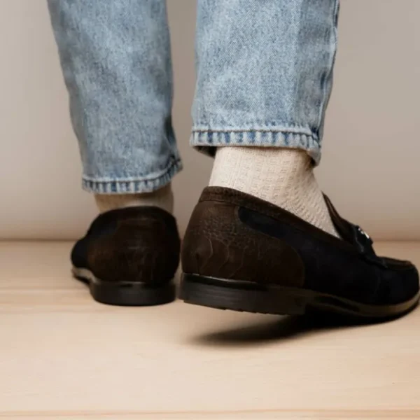Store Marco di Milano Hugo Sueded Ostrich Leg Bit Loafers Brown / Navy