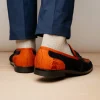 Cheap Marco di Milano Hugo Sueded Ostrich Leg Bit Loafers Orange / Blue