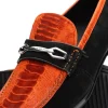 Online Marco di Milano Hugo Sueded Ostrich Leg Bit Loafers Orange / Black