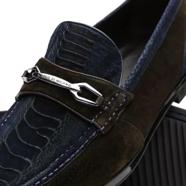 marco_di_milano_hugo_sued_2-3.webp Cheap Marco di Milano Hugo Sueded Ostrich Leg Bit Loafers Navy / Brown