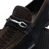 Store Marco di Milano Hugo Sueded Ostrich Leg Bit Loafers Brown / Navy