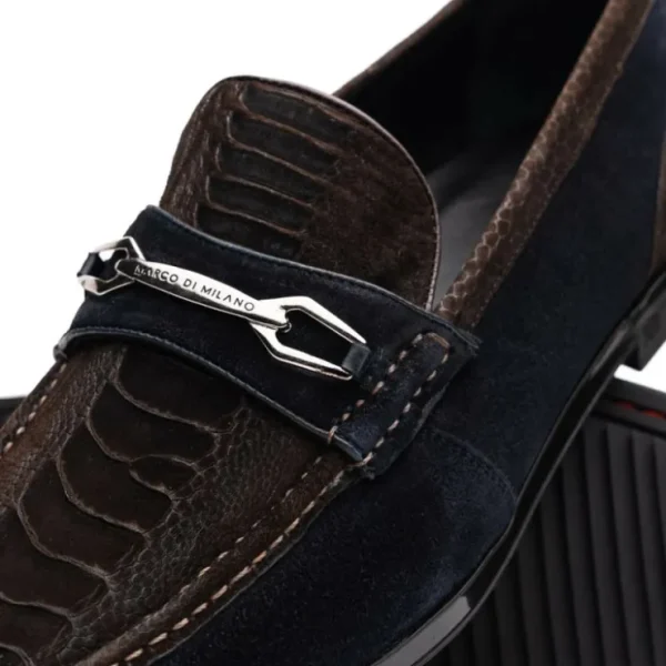 Store Marco di Milano Hugo Sueded Ostrich Leg Bit Loafers Brown / Navy