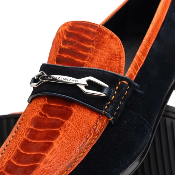 Cheap Marco di Milano Hugo Sueded Ostrich Leg Bit Loafers Orange / Blue