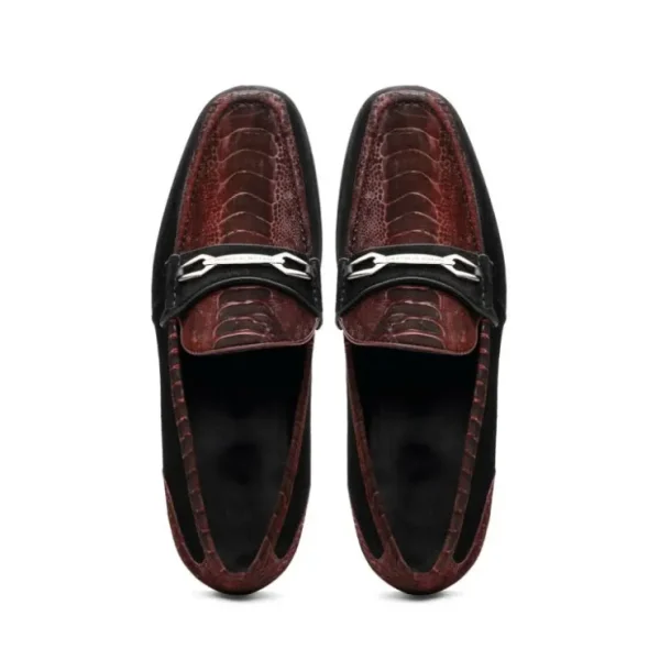 Best Marco di Milano Hugo Sueded Ostrich Leg Bit Loafers Wine / Black