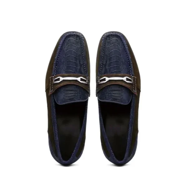 marco_di_milano_hugo_sued_3-3.webp Cheap Marco di Milano Hugo Sueded Ostrich Leg Bit Loafers Navy / Brown