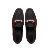 Fashion Marco di Milano Hugo Sueded Ostrich Leg Bit Loafers Black / Wine