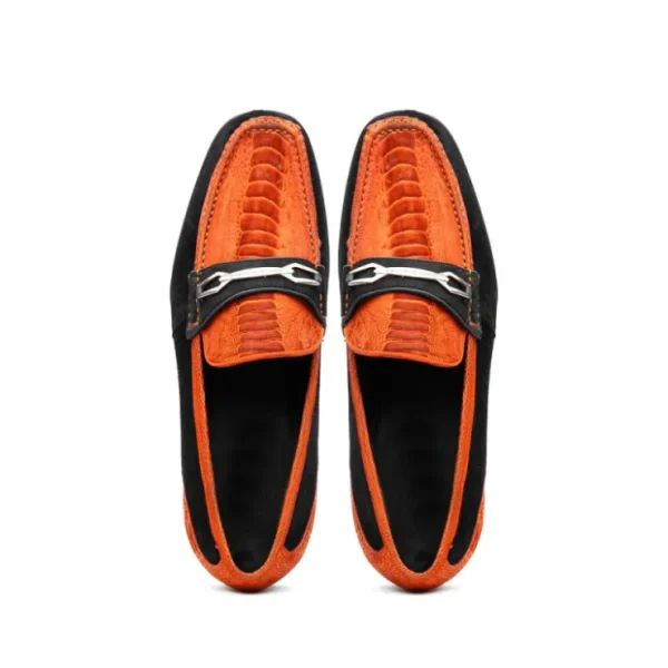 Online Marco di Milano Hugo Sueded Ostrich Leg Bit Loafers Orange / Black