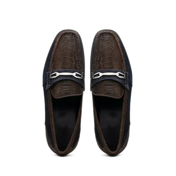 Store Marco di Milano Hugo Sueded Ostrich Leg Bit Loafers Brown / Navy