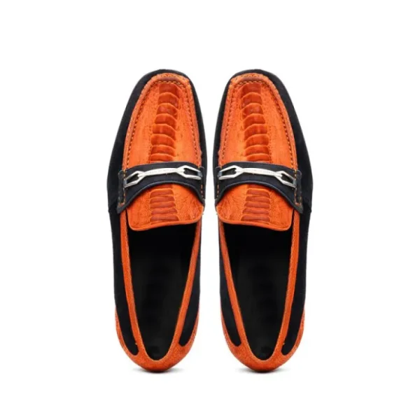 Cheap Marco di Milano Hugo Sueded Ostrich Leg Bit Loafers Orange / Blue