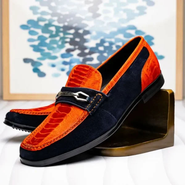 Cheap Marco di Milano Hugo Sueded Ostrich Leg Bit Loafers Orange / Blue