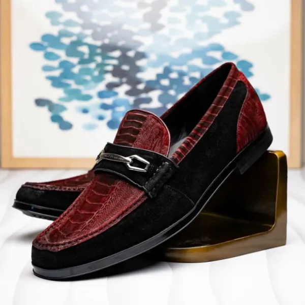 Best Marco di Milano Hugo Sueded Ostrich Leg Bit Loafers Wine / Black