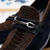 Store Marco di Milano Hugo Sueded Ostrich Leg Bit Loafers Brown / Navy