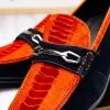 Cheap Marco di Milano Hugo Sueded Ostrich Leg Bit Loafers Orange / Blue