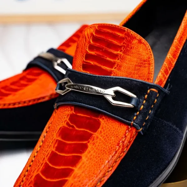 Cheap Marco di Milano Hugo Sueded Ostrich Leg Bit Loafers Orange / Blue
