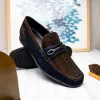 Store Marco di Milano Hugo Sueded Ostrich Leg Bit Loafers Brown / Navy