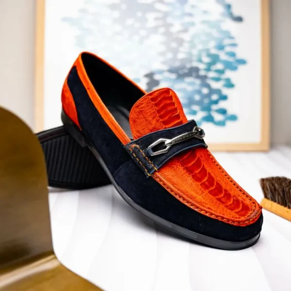 Cheap Marco di Milano Hugo Sueded Ostrich Leg Bit Loafers Orange / Blue
