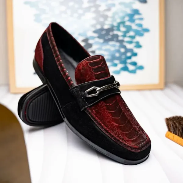 Best Marco di Milano Hugo Sueded Ostrich Leg Bit Loafers Wine / Black