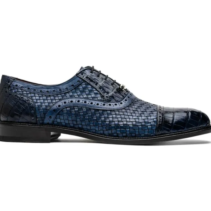 Flash Sale Marco di Milano John Woven Caiman Crocodile Oxford Navy