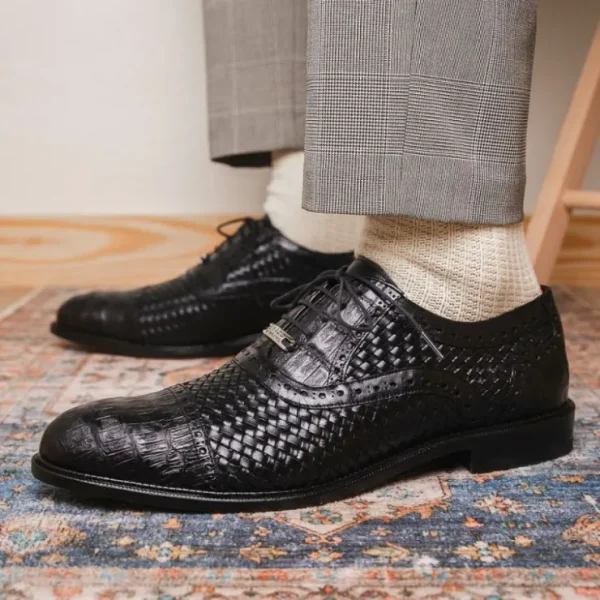 marco_di_milano_john_wove_5.webp Clearance Marco di Milano John Woven Caiman Crocodile Oxford Black