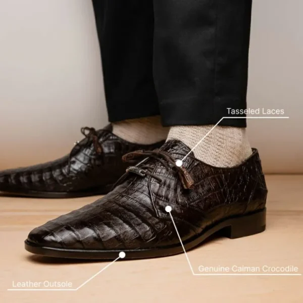 Hot Marco di Milano Lacio Caiman Crocodile Derby Brown