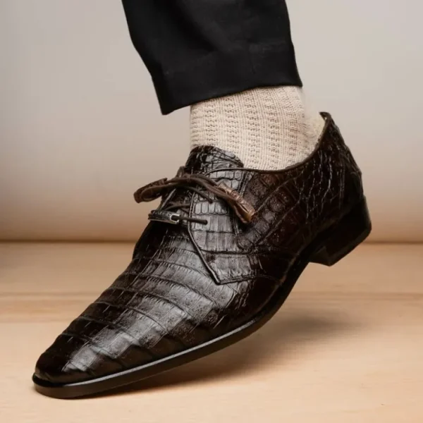 Hot Marco di Milano Lacio Caiman Crocodile Derby Brown